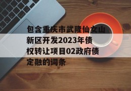 包含重庆市武隆仙女山新区开发2023年债权转让项目02政府债定融的词条