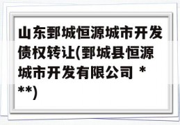 山东鄄城恒源城市开发债权转让(鄄城县恒源城市开发有限公司 ***)