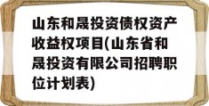 山东和晟投资债权资产收益权项目(山东省和晟投资有限公司招聘职位计划表)