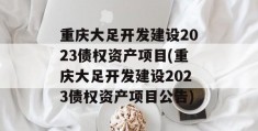 重庆大足开发建设2023债权资产项目(重庆大足开发建设2023债权资产项目公告)