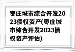 枣庄城市综合开发2023债权资产(枣庄城市综合开发2023债权资产评估)