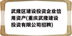 武隆区建设投资企业信用资产(重庆武隆建设投资有限公司招聘)