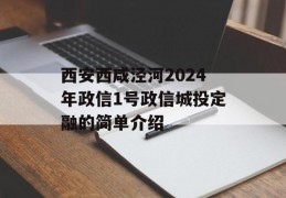 西安西咸泾河2024年政信1号政信城投定融的简单介绍