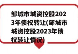 邹城市城资控股2023年债权转让(邹城市城资控股2023年债权转让情况)