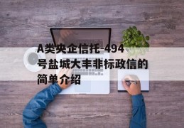 A类央企信托-494号盐城大丰非标政信的简单介绍