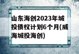 山东海创2023年城投债权计划6个月(威海城投海创)