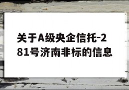 关于A级央企信托-281号济南非标的信息