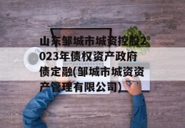 山东邹城市城资控股2023年债权资产政府债定融(邹城市城资资产管理有限公司)