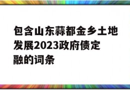 包含山东蒜都金乡土地发展2023政府债定融的词条