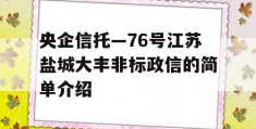 央企信托—76号江苏盐城大丰非标政信的简单介绍