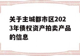 关于主城都市区2023年债权资产拍卖产品的信息