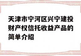 天津市宁河区兴宁建投财产权信托收益产品的简单介绍