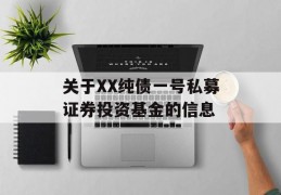 关于XX纯债一号私募证券投资基金的信息