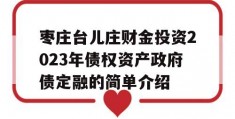 枣庄台儿庄财金投资2023年债权资产政府债定融的简单介绍