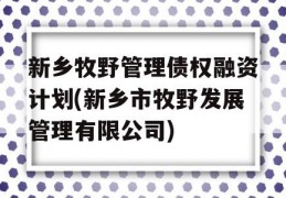 新乡牧野管理债权融资计划(新乡市牧野发展管理有限公司)