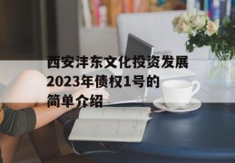 西安沣东文化投资发展2023年债权1号的简单介绍