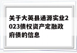 关于大英县通源实业2023债权资产定融政府债的信息