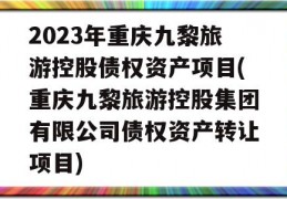 2023年重庆九黎旅游控股债权资产项目(重庆九黎旅游控股集团有限公司债权资产转让项目)