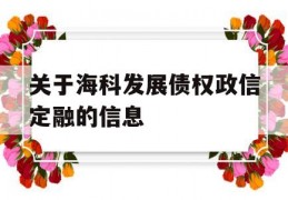 关于海科发展债权政信定融的信息