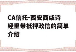 CA信托-西安西咸诗经里带抵押政信的简单介绍