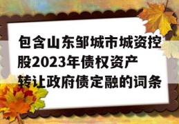 包含山东邹城市城资控股2023年债权资产转让政府债定融的词条