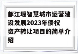 都江堰智慧城市运营建设发展2023年债权资产转让项目的简单介绍