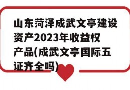 山东菏泽成武文亭建设资产2023年收益权产品(成武文亭国际五证齐全吗)