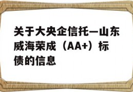 关于大央企信托—山东威海荣成（AA+）标债的信息