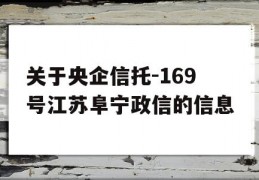 关于央企信托-169号江苏阜宁政信的信息