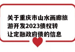 关于重庆市山水画廊旅游开发2023债权转让定融政府债的信息