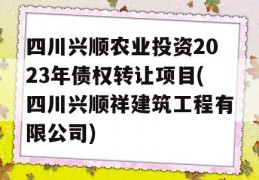 四川兴顺农业投资2023年债权转让项目(四川兴顺祥建筑工程有限公司)