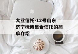 大业信托-12号山东济宁标债集合信托的简单介绍