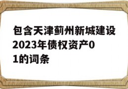 包含天津蓟州新城建设2023年债权资产01的词条