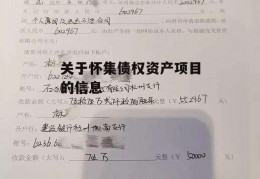 关于怀集债权资产项目的信息