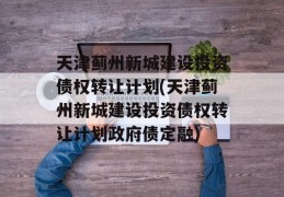 天津蓟州新城建设投资债权转让计划(天津蓟州新城建设投资债权转让计划政府债定融)