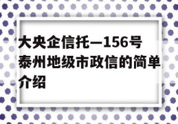 大央企信托—156号泰州地级市政信的简单介绍