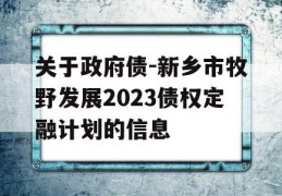 关于政府债-新乡市牧野发展2023债权定融计划的信息