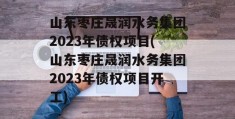 山东枣庄晟润水务集团2023年债权项目(山东枣庄晟润水务集团2023年债权项目开工)