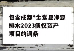 包含成都*金堂县净源排水2023债权资产项目的词条