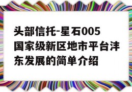 头部信托-星石005国家级新区地市平台沣东发展的简单介绍