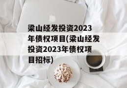 梁山经发投资2023年债权项目(梁山经发投资2023年债权项目招标)