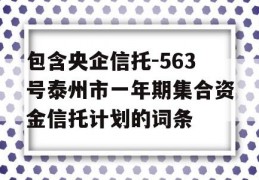 包含央企信托-563号泰州市一年期集合资金信托计划的词条