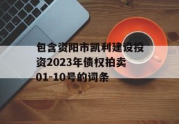 包含资阳市凯利建设投资2023年债权拍卖01-10号的词条