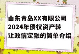 山东青岛XX有限公司2024年债权资产转让政信定融的简单介绍