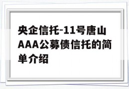 央企信托-11号唐山AAA公募债信托的简单介绍