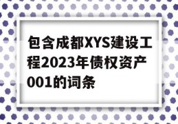 包含成都XYS建设工程2023年债权资产001的词条