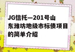 JG信托—201号山东潍坊地级市标债项目的简单介绍