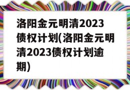 洛阳金元明清2023债权计划(洛阳金元明清2023债权计划逾期)