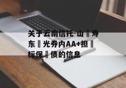 关于云南信托-山‮寿东‬光券内AA+担‮标保‬债的信息