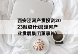 西安泾河产发投资2023融资计划(泾河产业发展集团董事长)